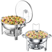 TINANA Chafing Dish Buffet Set 2 Pack, TINANA 5QT Stainless Steel Chafing Dishes for Buffet with Glass Lid & Lid Holder