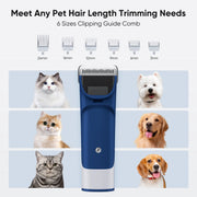 Edx Dog Grooming Kit, 2.5L Pet Hair Grooming Vacuum, 5-in-1 Electric Clippers with Six Guide Combs, Ultra-Quiet Operation, Blue