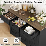 Homfa Sideboard Cabinet, 42.5 in Kitchen Buffet with 3 Drawers, Adjustable Shelf, Black Brown Farmhouse Style
