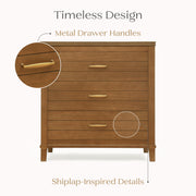 Delta Children Phoebe Baby Dresser with Interlocking Drawers, Modern Wood Combo Style, Chestnut or Bianca White