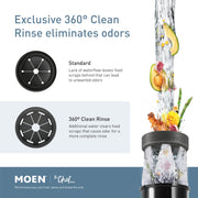 Moen Chef Series 1 HP Garbage Disposal with VORTEX Motor, SoundSHIELD Noise Reduction, Black Finish, Power Cord Included, EX100C