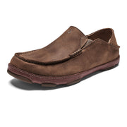 OluKai Moloa Men's Slip-On Shoes, Premium Full-Grain Leather, Fold-Down Heel, Ray/Toffee, Size 11.5, Medium Width, 10128-2733