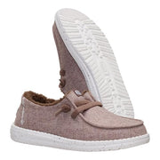 Hey Dude Wendy Wool Cozy Women's Loafers, Wool Upper with Faux Sherpa Lining, Lightweight Cushioned Sole, Slip-On, Walnut, Size 10