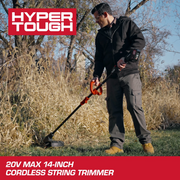 Hyper Tough 14 Inch 20V Brushless Cordless String Trimmer with 4.0Ah Battery and Charging Cable