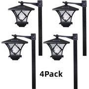 Jahy2Tech KingFurt 4 Pack Solar Lantern Garden Lamp Post Light, 2 in 1 Outdoor Waterproof Hanging and Stake Mount, Black