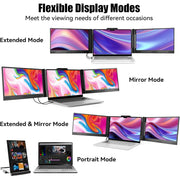 AEEZO 14 Inch 1080P IPS Portable Monitor, 280 Rotatable Screen Extender, Full HD Display, Type-C USB Interfaces, Compatible with 13-17.3 Inch Laptops