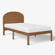 Mainstays Kids Twin Size Wood Platform Bed Frame, Solid Wood, Arched Headboard, Walnut
