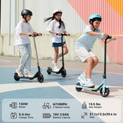 iScooter Electric Scooter for Teens Kids 6-10, 150W Kids Escooter with Pedal Breathing Light & 6 / 10 MPH for Boys Girls Black