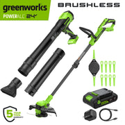Greenworks PowerAll 24V Cordless Electric String Trimmer and 270 CFM Handheld Blower Combo Kit, 12-Inch Cutting Width, 3.0 Ah USB-C Battery, 30W Charger, GW24V 12 TRI 270 BLO