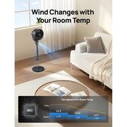 Dreo Poly Fan 306 Pedestal Fan, Ultra-Quiet 25dB, 80 Oscillation, 90 Vertical Tilt, 34-41 in Adjustable Height, 3 Speeds with Auto Mode, Remote Control, Black