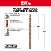 Milwaukee 48-89-2363 1/4 in. Cobalt Red Helix Twist Drill Bit (5-Pack)