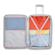 American Tourister Color Waves Medium Checked Expandable Luggage Suitcase, Light Pink, 360-Degree Spinner Wheels