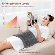 RENPHO Heating Pad for Back Pain Relief and Period Cramps, 12 x 24 in, Gray, 10 Heat Settings, Auto Shut-Off R-U005