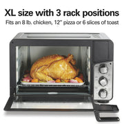 Hamilton Beach 31460 Easy View XL Toaster Oven with Sure-Crisp Air Fry, 6 Slice Capacity, Black & Stainless Steel