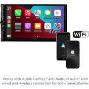 Jensen J3CA7W 7 in LED Apple CarPlay Android Auto Bluetooth Double DIN Car In-Dash Unit
