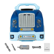 KFFKFF Engine Toy Car Repair Kit, 60 Pieces with Detachable Components, Lights, Sounds, Steering Wheel, Horn, Blue Workshop Set for Kids 3 and Up, D001-4