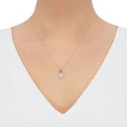Brilliance Fine Jewelry TRS019032PPCZ14 Childrens 10K Yellow & Rose Gold w/Rhodium Oval Guadalupe Pendant & 14