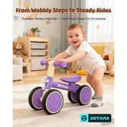 Gotrax BA1 Baby Balance Bike, 4 Wheels, 7 in EVA Silent Wheels, Sturdy Steel Alloy Frame, Ergonomic Soft Seat, Lightweight, Quick Assembly, Black