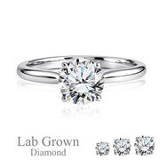 JeenMata Lab Grown Diamond Solitaire Engagement Ring, 0.75 Carat Round Cut, 18K White Gold Over Silver