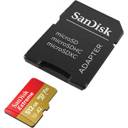 SanDisk Extreme 512GB microSDXC Memory Card with SD Adapter, UHS-I U3 V30, 190 MB/s Read, 130 MB/s Write