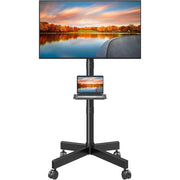 HOMOUNT Mobile TV Stand Rolling TV Cart for 24-60 Inch TVs with Adjustable Shelf, Tilt Feature, Wheels, Max VESA 400x400mm, Supports up to 77 lbs