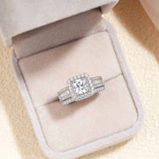 Newshe Jewellery 3.5CT Bridal Ring Set, Princess Cut AAAAA Cubic Zirconia, 925 Sterling Silver Engagement and Wedding Bands, Size 7