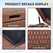 Sunvivi Outdoor 140 Gallon Patio Storage Box with Waterproof Inner Liner, Aluminum Frame, Brown