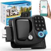 Kohree RV Door Lock, 4-in-1 Keyless Entry with Fingerprint, Bluetooth App Control, Keypad, Remote, Black, Weatherproof, KR3411-WR