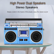 MUSICOZY 011 Portable Cassette Boombox, CD Tape Player, 80s Retro Bluetooth Boombox