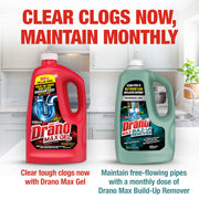 Drano Max Gel Drain Clog Remover, Thick Bleach Formula, Clear Gel, 80 Fl Oz, Fast Acting, Pipe Protection, for Shower and Sink Drains 694772