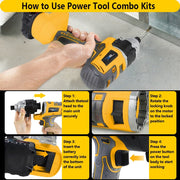 NEWONE 18V Cordless Power Tool Combo Kit, 12-Tool Set with Brushless Motor, Dual 4.0Ah Batteries, Charger Included, Yellow