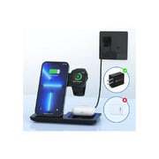 Cshidworld B-12 3 in 1 Wireless Charger, Fast Pad Stand Charging Station Dock With QC3.0 Adapter Black