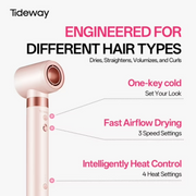 Tideway Prowaver 6-in-1 Hot Air Styler Wrap, Ionic Technology, Dual Voltage Hair Dryer Brush, Pink