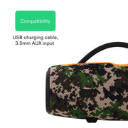 onn Large Rugged Bluetooth Speaker, Waterproof Floating Design, Multicolor LED Lighting, Camo, 12 Hour Playtime