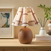 Home Dcor Collection Accent Table Lamp, 12.5 in, Brown Plaid Linen Shade, Ceramic Base, UBD666170517033