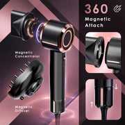 Nicebay Portable Ionic Hair Dryer with Diffuser and Concentrator, 4 Temperature Modes, High-Speed Brushless Motor, Black