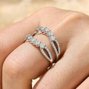 Newshe Jewellery Curved Moissanite Ring Enhancer, 1.3 Carat Total Weight, D Color VVS1 Clarity, 925 Sterling Silver, Size 8