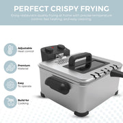 Alpha Living Electric Deep Fryer, 4.5L Capacity, Stainless Steel, Adjustable Temperature Control, Timer, 3 Baskets (Two 2-Quart, One 4-Quart), Viewing Window Lid, ED-1400