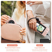 XLURC 5K Digital Camera, 75MP Sensor, 5K UHD Video, 18X Digital Zoom, Autofocus, 3-Inch 180 Flip Screen, WiFi, Pink, W08B-Pink