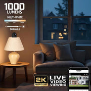 Energizer Smart 2K Light Bulb Security Camera with 1000 Lumens LED Light, Dual-Band Wi-Fi, Pan and Tilt Auto-Tracking, Night Vision, Two-Way Audio, White, EOP1-1003