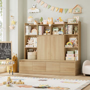 Homfa Kids Bookcase 10 Cubes, 4 Drawers, Adjustable Shelves, Natural Color, H-064112