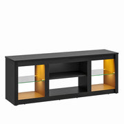 Bestier BST230911G-B Entertainment Center with Storage Shelves, Black