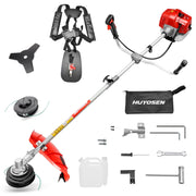 HUYOSEN Gas Powered Weed Wacker, 2-Cycle 42.7CC and 51.7CC Engine, Straight Shaft, U-Shaped Handle, Wide Safety Guard, Backpack Strap, HN-CG520E