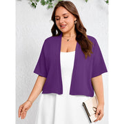 Showmall Womens Plus Cropped Cardigan Open Front Shrug Lightweight Bolero Purple 3X