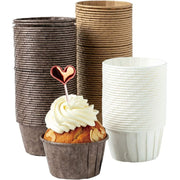 Katbite Multi-Color Parchment Cupcake Liners, 150PCS, Brown White Natural Beige, Heavy-Duty Greaseproof Paper, Oven Safe to 428F
