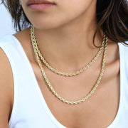 Nuragold 10K Yellow Gold 5mm Diamond Cut Rope Chain Necklace, 26in, Italian Jewelry for Men and Women NG10YRPH035-26