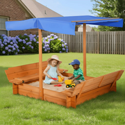 GVDV Wooden Sandbox with Bench Cover for Children, 48 x 48 inch
