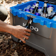Igloo Overland 52 QT Wheeled Ice Chest Cooler, Gray and Blue, 80 Can Capacity, Soft-Ride Wheels, Telescoping Handle, 35194