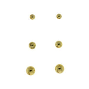 Brilliance Fine Jewelry Sterling Silver Yellow Plated Ball Studs Set 3-4-5 MM
