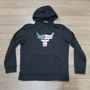 Under Armour 1389220 Project Rock Freedom Bull Long-Sleeve Hoodie for Men, Lightweight Armour Fleece, L, Black